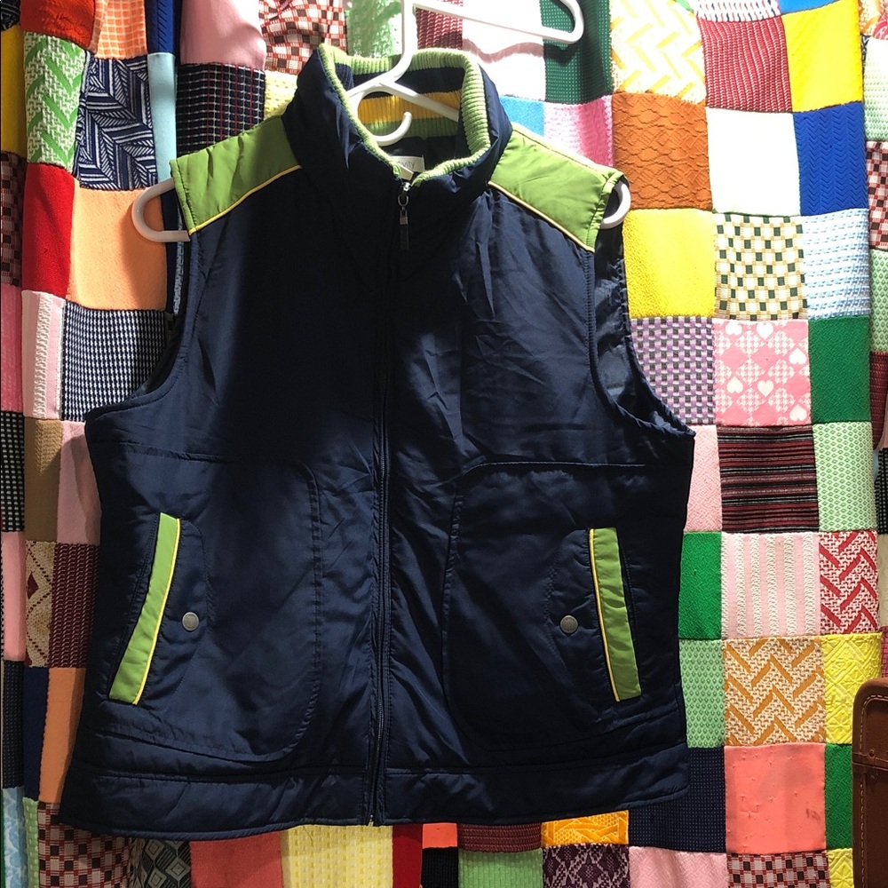 Navy & Lime Sleeveless Puffer Vest